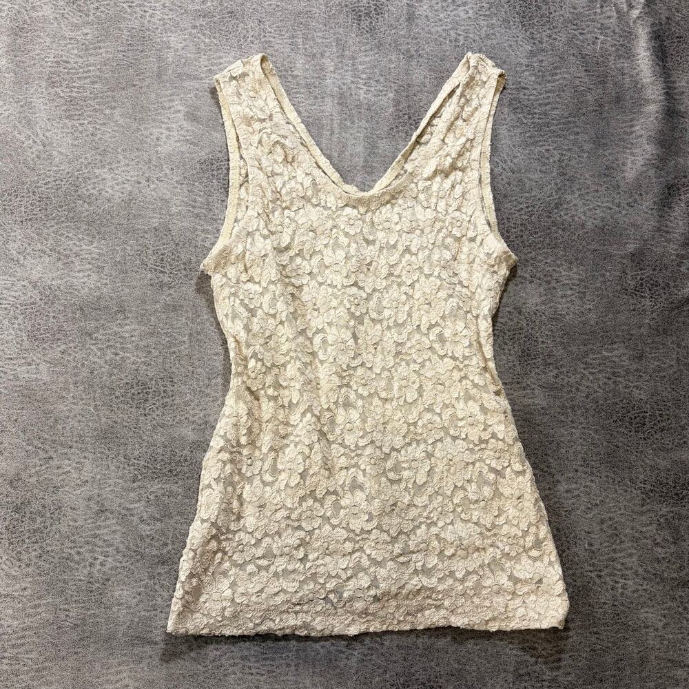 Vintage Cream Lace Floral Tank